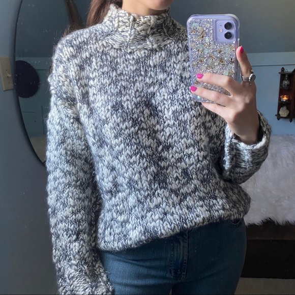 Vintage Chunky Hand Knit Mock Neck Sweater - Picture 11 of 16